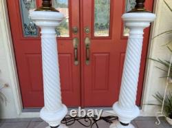 RARE Mid Century Modern Milk Glass White Tall Lamps