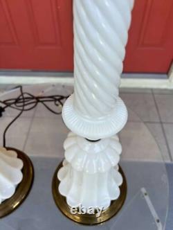 RARE Mid Century Modern Milk Glass White Tall Lamps