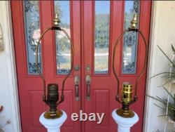 RARE Mid Century Modern Milk Glass White Tall Lamps