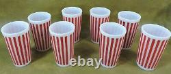 RARE Set 9 pc HAZEL ATLAS CANDY STRIPE TUMBLERS PITCHER MCM Red White 8 Glasses