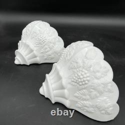 RARE Set Of 2 Westmoreland Milk Glass Wall Pockets 8 x 5