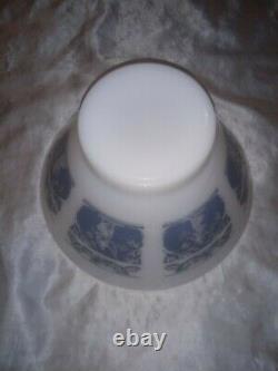 RARE VINTAGE HAZEL ATLAS MILK GLASS BOWL WHITE withWEDGEWOOD BLUE GREEK GODDESS