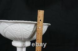 RARE VINTAGE McKee MILK GLASS PPEDESTAL PUNCH BOWL SET 12 CUPS & PLASTIC LADLE