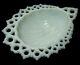 Rare Vtg 1870s Deep Clam Shell Milk-glass Footed Trinket Pin Bowl Lace Fretwork