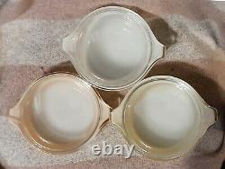 RARE VTG Pyrex Cross Stitch 3 Casserole Dishes with Lids COMPLETE 471 472 473