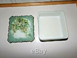 RARE Victorian Era, Hand Painted, Milk Glass 11 piece Dresser / Vanity Set