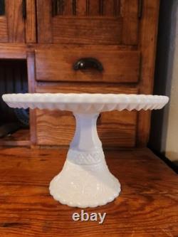 RARE Vintage Duncan and Miller Milk Glass Cake Stand Sandwich Design