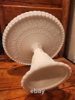 RARE Vintage Duncan and Miller Milk Glass Cake Stand Sandwich Design
