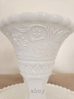 RARE Vintage Duncan and Miller Milk Glass Cake Stand Sandwich Design