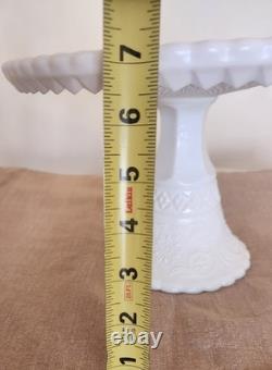 RARE Vintage Duncan and Miller Milk Glass Cake Stand Sandwich Design
