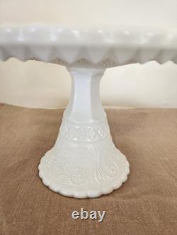 RARE Vintage Duncan and Miller Milk Glass Cake Stand Sandwich Design