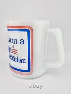 RARE Vintage Federal Mug Milk Glass I Am A Government Executive D Handle