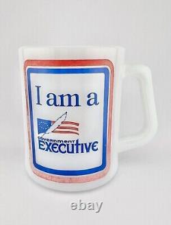RARE Vintage Federal Mug Milk Glass I Am A Government Executive D Handle