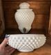 Rare! Vintage Fenton Lavabo White Milk Glass Hobnail Water Fountain Wall Planter