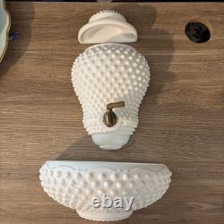 RARE! Vintage Fenton Lavabo White Milk Glass Hobnail Water Fountain Wall Planter