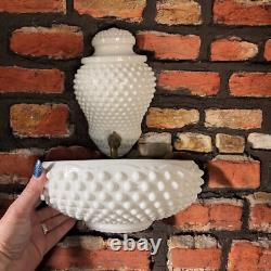 RARE! Vintage Fenton Lavabo White Milk Glass Hobnail Water Fountain Wall Planter