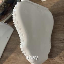 RARE! Vintage Fenton Lavabo White Milk Glass Hobnail Water Fountain Wall Planter