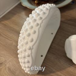 RARE! Vintage Fenton Lavabo White Milk Glass Hobnail Water Fountain Wall Planter