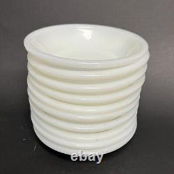 RARE Vintage Fire King White Milk Glass Set Of 10 Restaurant Small Bowls