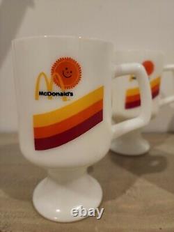 RARE Vintage McDonald's Sunshine White Milk Glass Pedestal Footed Mug Set of 4