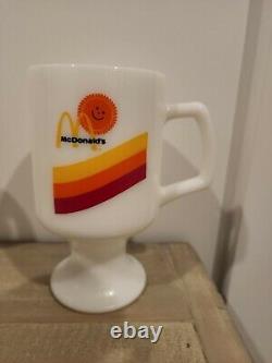 RARE Vintage McDonald's Sunshine White Milk Glass Pedestal Footed Mug Set of 4