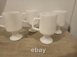 RARE Vintage McDonald's Sunshine White Milk Glass Pedestal Footed Mug Set of 4