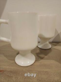 RARE Vintage McDonald's Sunshine White Milk Glass Pedestal Footed Mug Set of 4