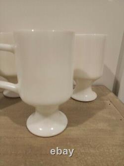 RARE Vintage McDonald's Sunshine White Milk Glass Pedestal Footed Mug Set of 4