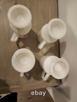 RARE Vintage McDonald's Sunshine White Milk Glass Pedestal Footed Mug Set of 4