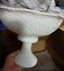 Rare Vintage Mckee Concord Milk Glass Punch Bowl With Pedestal And (8) Cups