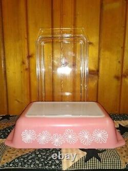 RARE Vintage PYREX PINK DAISY space saver 2 Qt Casserole Dish 575-B with LID HTF