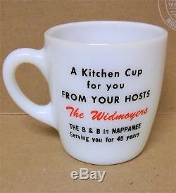 RARE Vintage milk glass mug B & B Restaurant Nappanee IN advertising coffee cup