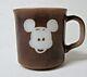 Rare Vintage Mickey Mouse Anchor Hocking Brown Milk Glass Mug
