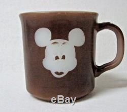 RARE vintage MICKEY MOUSE anchor hocking brown MILK GLASS mug