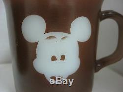 RARE vintage MICKEY MOUSE anchor hocking brown MILK GLASS mug