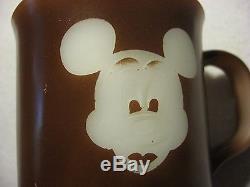 RARE vintage MICKEY MOUSE anchor hocking brown MILK GLASS mug