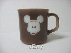 RARE vintage MICKEY MOUSE anchor hocking brown MILK GLASS mug