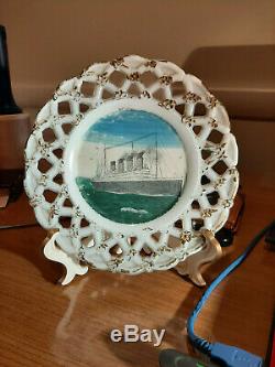 RMS Britannic RARE Unfinished Milk Glass Plate Prototype Titanic White Star Line