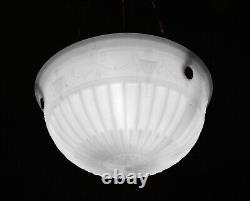 Rare 1930s Art Deco Opaline Jefferson moonstone milk glass pendant light fixture