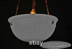 Rare 1930s Art Deco Opaline Jefferson moonstone milk glass pendant light fixture