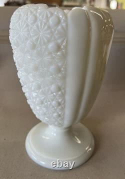 Rare 1950's Fenton Cupped Daisy Button White Milk Glass Footed