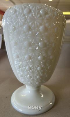 Rare 1950's Fenton Cupped Daisy Button White Milk Glass Footed