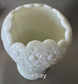 Rare 1950's Fenton Cupped Daisy Button White Milk Glass Footed