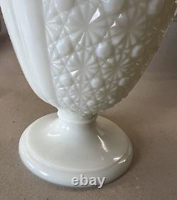 Rare 1950's Fenton Cupped Daisy Button White Milk Glass Footed