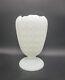 Rare 1950s Fenton Cupped Daisy Button White Milk Glass Footed Vase Vintage 8.5h