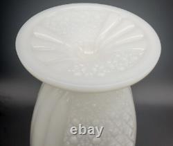 Rare 1950s Fenton Cupped Daisy Button White Milk Glass Footed Vase Vintage 8.5H