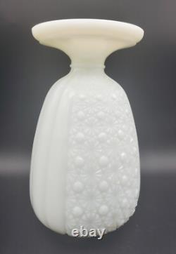 Rare 1950s Fenton Cupped Daisy Button White Milk Glass Footed Vase Vintage 8.5H