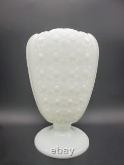 Rare 1950s Fenton Cupped Daisy Button White Milk Glass Footed Vase Vintage 8.5H
