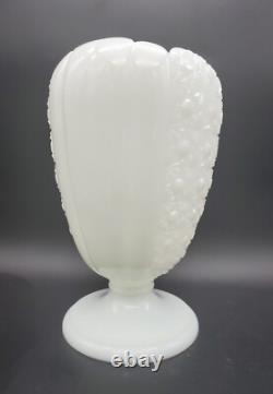 Rare 1950s Fenton Cupped Daisy Button White Milk Glass Footed Vase Vintage 8.5H