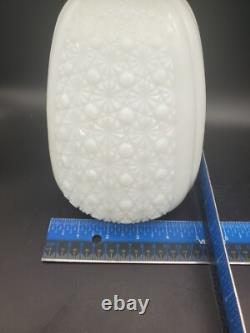 Rare 1950s Fenton Cupped Daisy Button White Milk Glass Footed Vase Vintage 8.5H